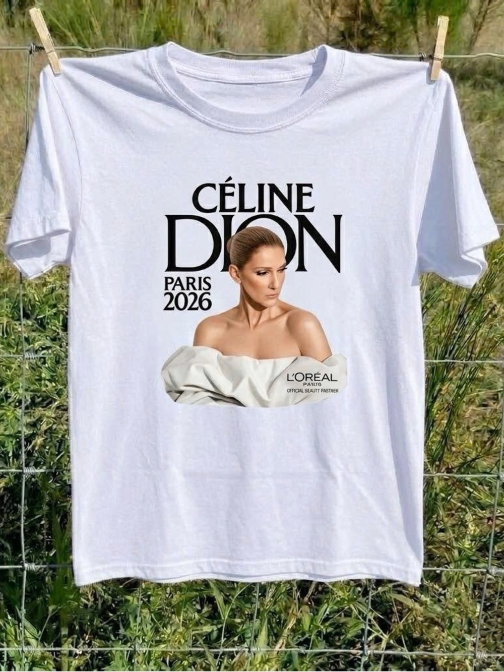 CÉLINE DION Paris 2026 White Graphic Tee